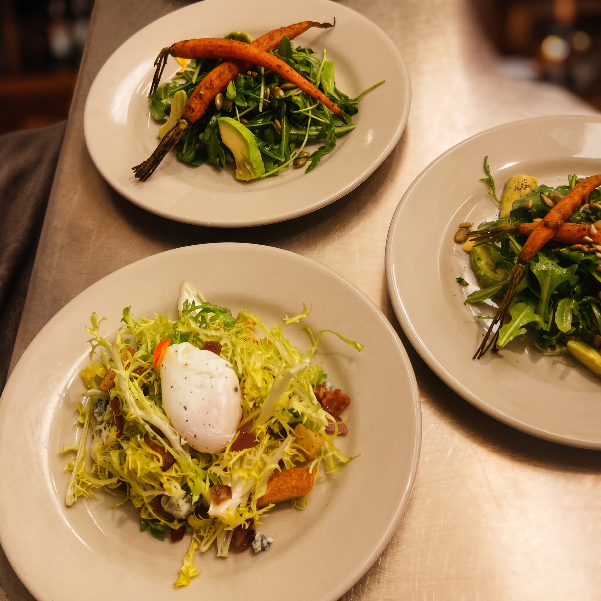Frisée aux Lardons & Roasted Carrot Salads